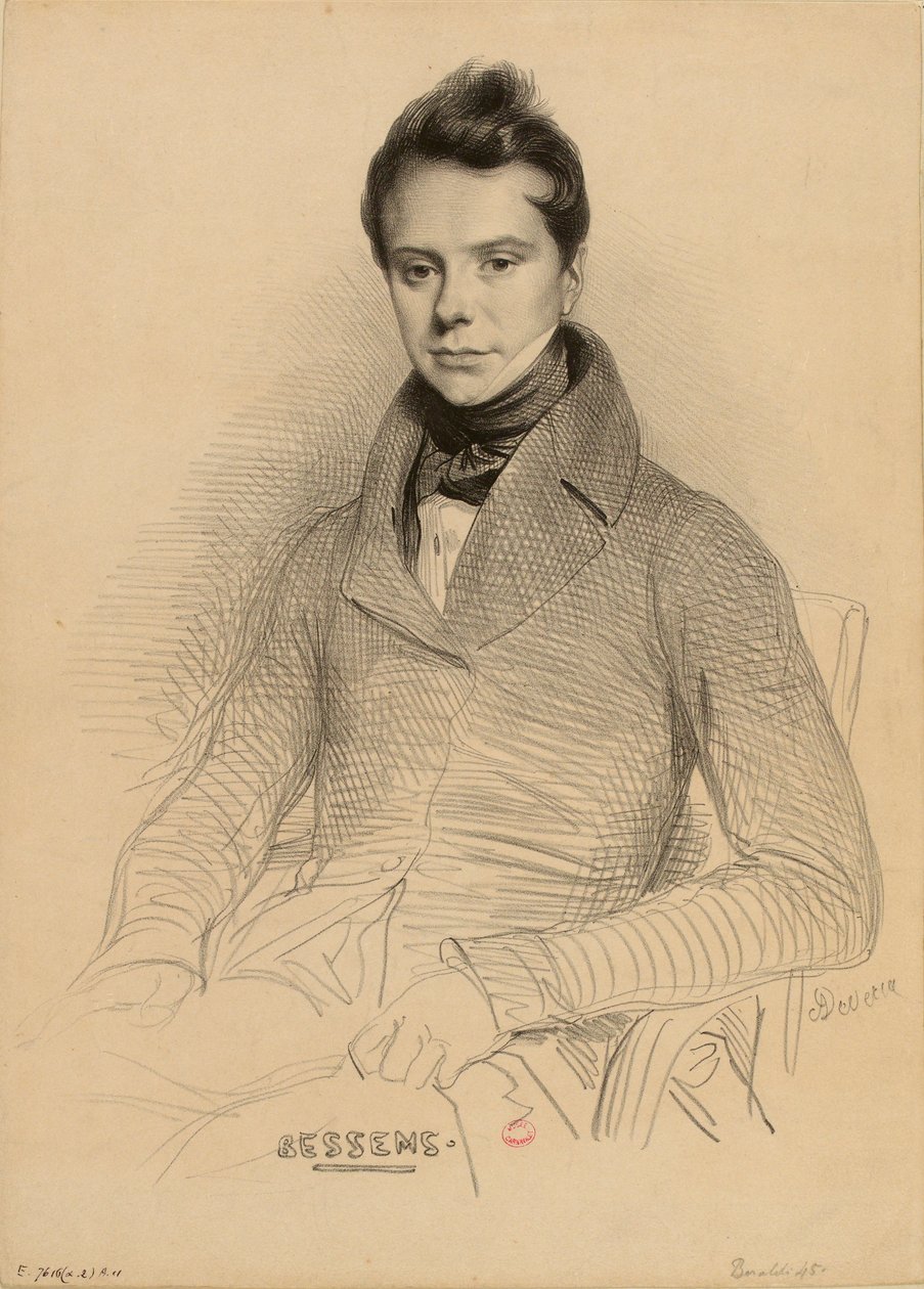 Portræt af violinisten og komponisten Antoine Bessems 1806-1868, 1832. af Achille Devéria