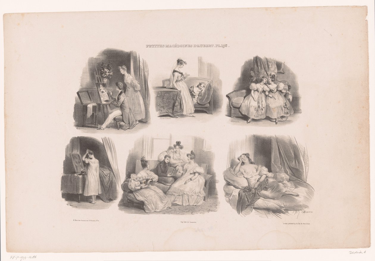 Seks forestillinger af unge kvinder i et interiør Små og varierede scener af Aubert (serietitel) Petites macédoines d