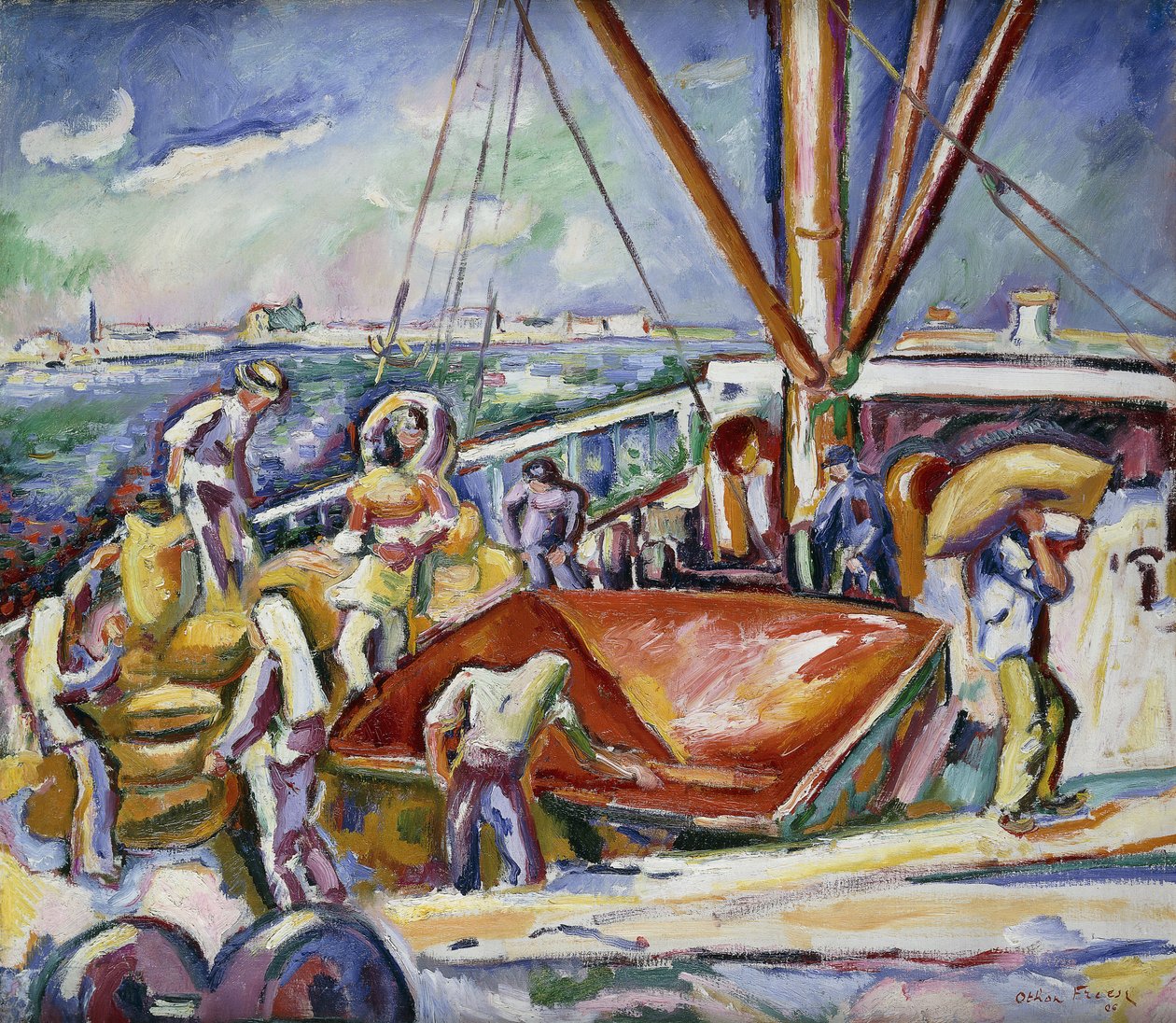 Havnearbejdere i havnen, Antwerpen; Aflæssere i havnen, Antwerpen af Achille Emile Othon Friesz