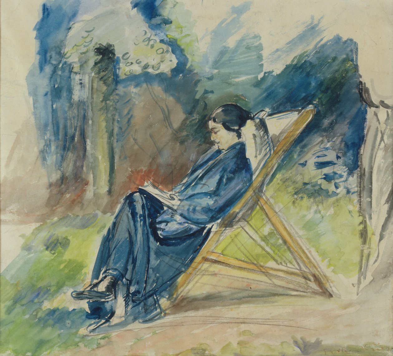 Kvinde i chaiselong, ca. 1935 (akvarel) af Achille Emile Othon Friesz