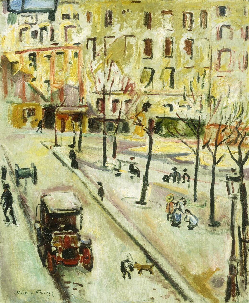 Paris Street Scene; Scene de rue, Paris af Achille Emile Othon Friesz