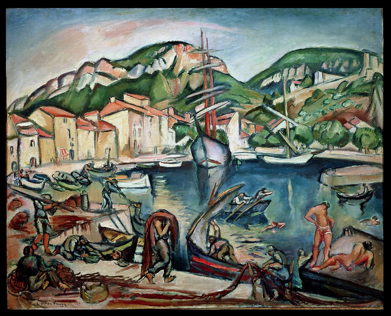 Havnen i Ciotat (olie på lærred) af Achille Emile Othon Friesz