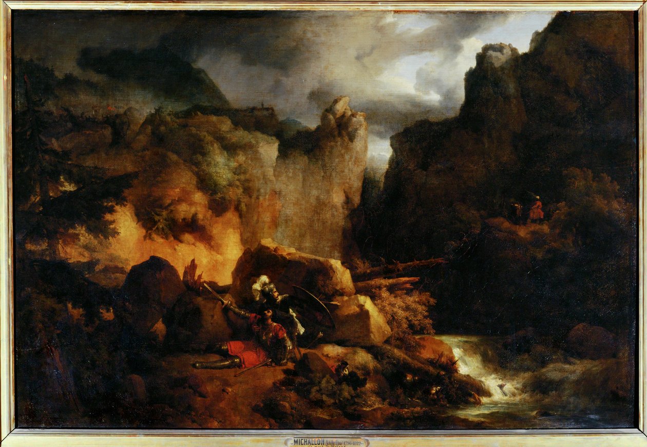 Paysage. Rolands død i 778 - Landskab. Rolands død i 778 ... af Achille Etna Michallon