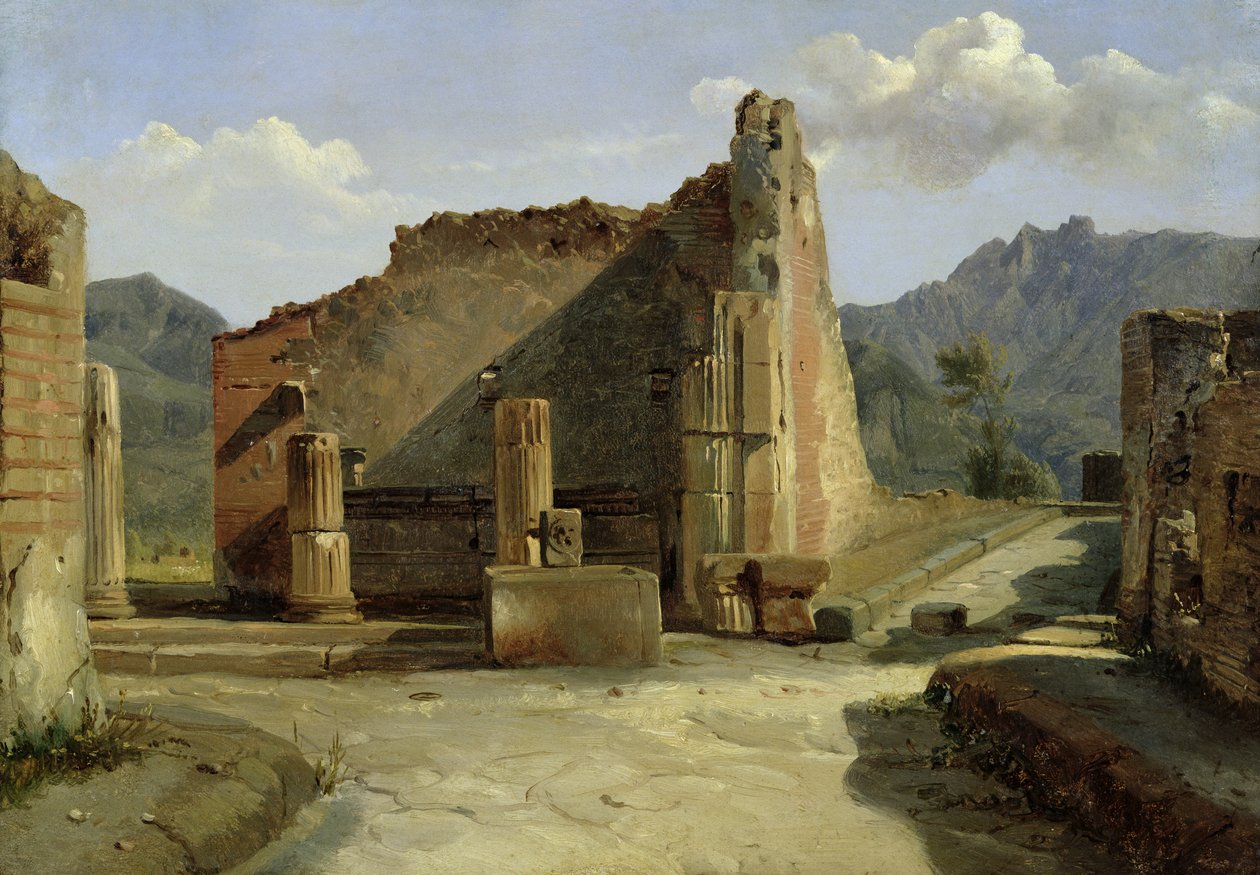 Pompejis Forum (olie på lærred) af Achille Etna Michallon