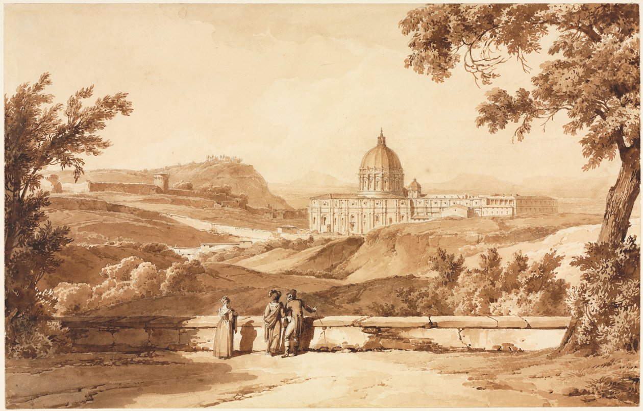 Udsigt over St. Peters, Rom af Achille Etna Michallon