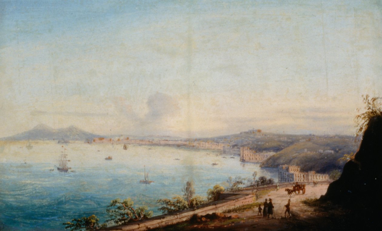 Vejen til Posillipo (olie på lærred) af Achille Gigante