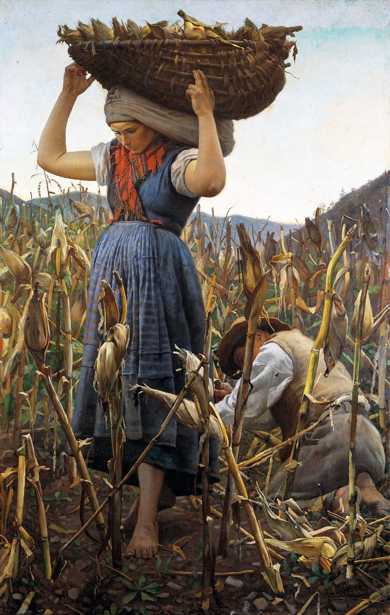 Samlingen af ​​kornsamlingen The Majs Harvest, 1881. af Achille Glisenti
