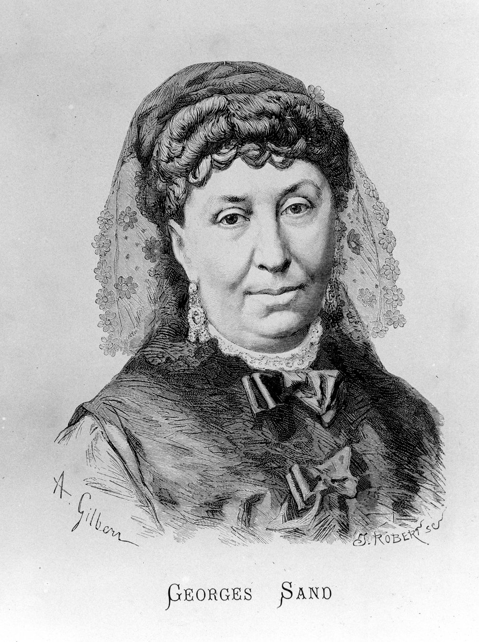 Portræt af George Sand (Aurore Dupin, Baronne Dudevant) (1804-1876) af A. Gilbern af Achille Isidore Gilbert