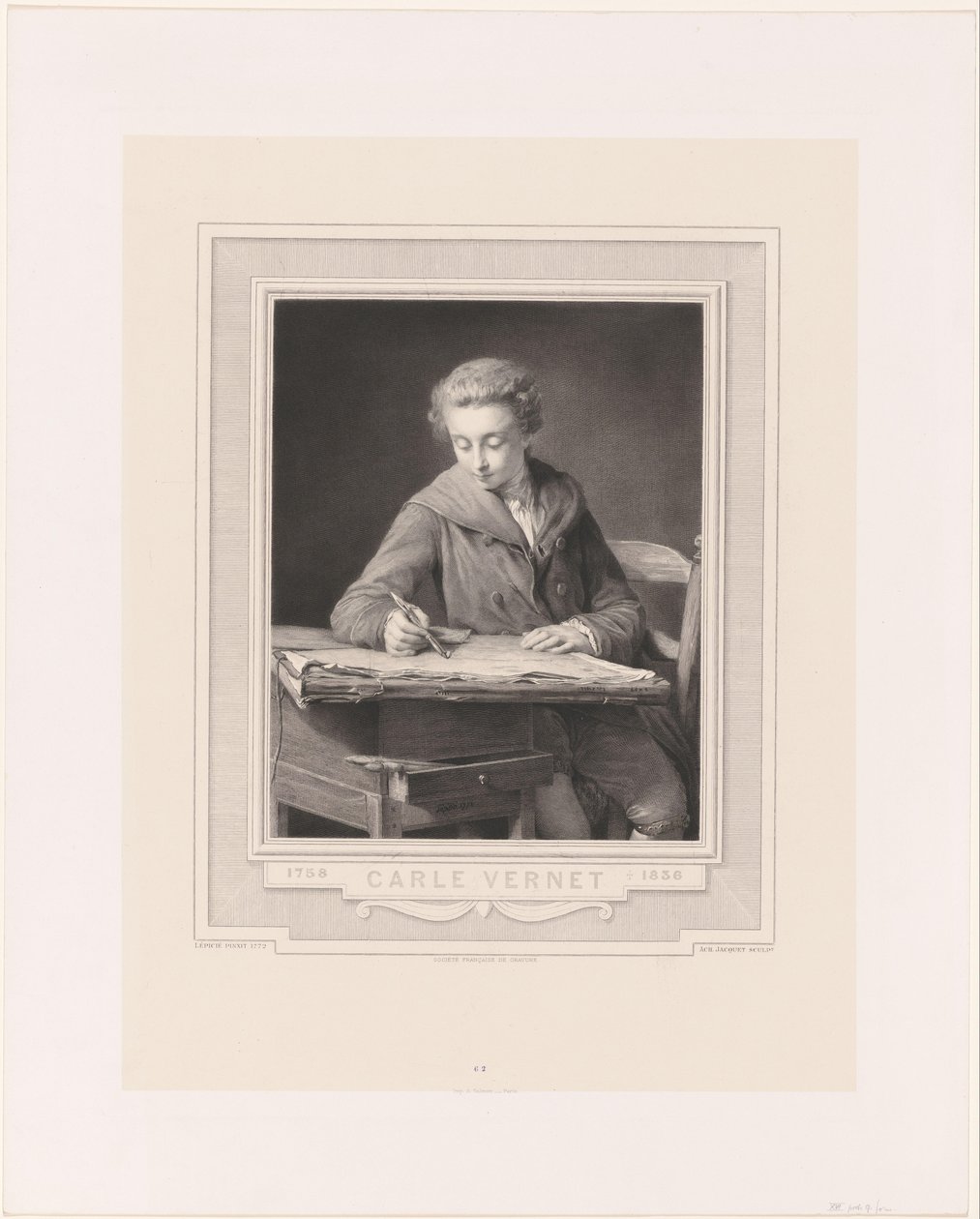 Portræt af Carle Vernet Carle Vernet (titel på objekt) af Achille Jacquet