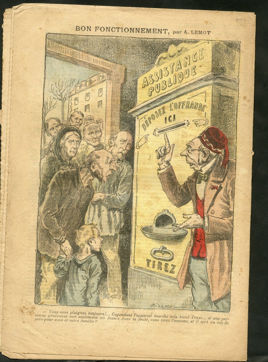 Illustration af Achille Lemot (1846-1909) til forsiden af Le Pelerin, 07/02/09 - Godt fungerende - Familie, Misere, Offentlig assistance af Achille Lemot