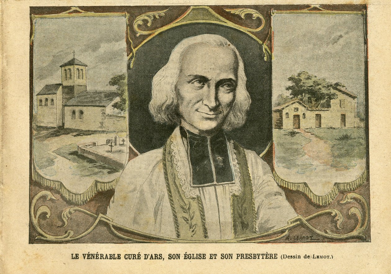 Illustration af Achille Lemot (1846-1909) i Le Pelerin, 06/03/04 - Den ærværdige kur af Ars, dens kirke og dens præsbythere - Religion Tro, kirkens katedraler, katolsk katolicisme - Presbytere - Cure d