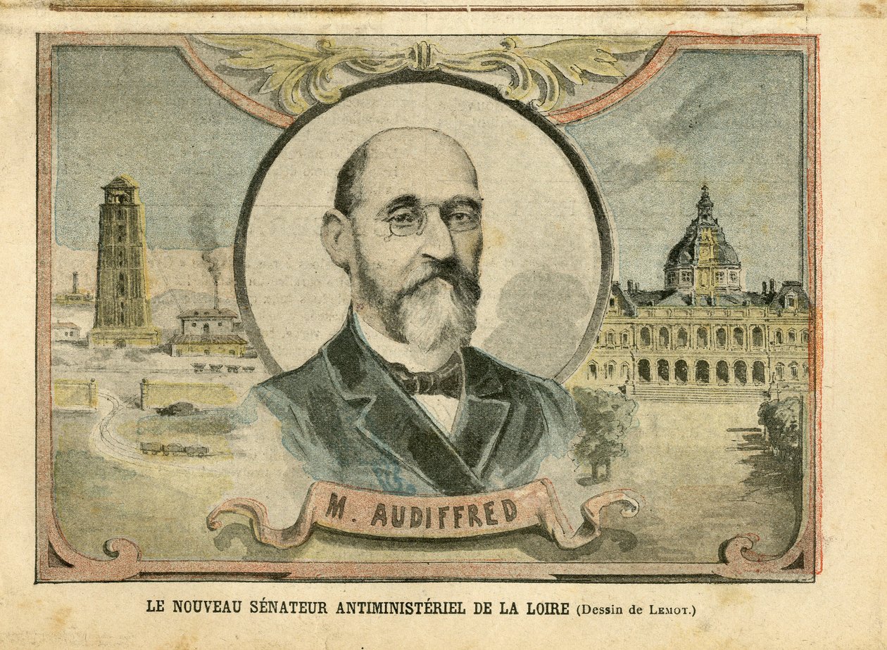 Illustration af Achille Lemot (1846-1909) i Le Pelerin, 06/11/04 - Den nye antiministerielle senator i Loire - Senat, Loire - Senator, Audiffred Honore (1840-1917) af Achille Lemot