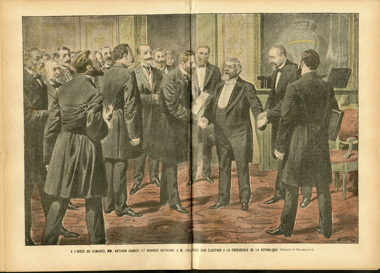 Illustration af Achille Lemot (1846-1909) i Le Pelerin, 28/01/06 - Valg, republikkens præsident - Fallieres Armand (1841-1931) af Achille Lemot