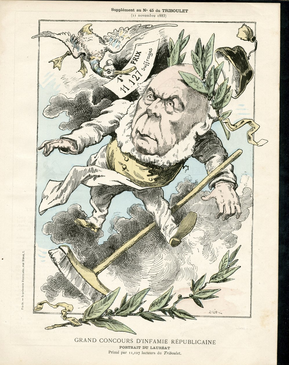 Le Triboulet, satirisk i sort/hvid af Achille Lemot