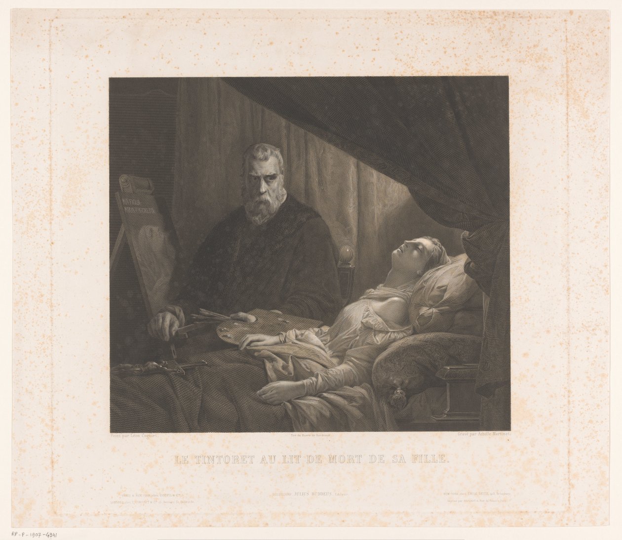 Il Tintoretto portrætterer sin datter på hendes dødsleje Le Tintoret au lit de mort de sa fille (titel på objekt) af Achille Louis Martinet