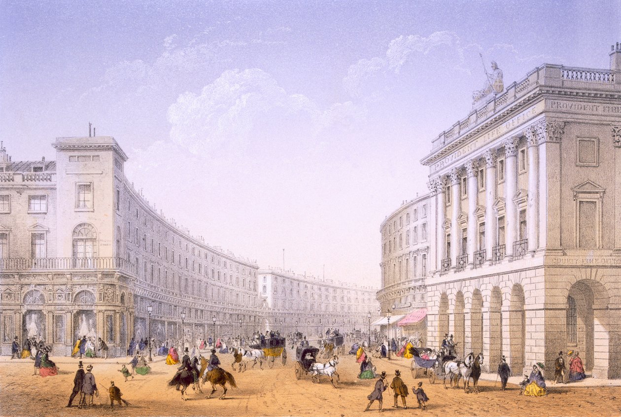 The Quadrant and Regent Street, London, 1862. af Achille Louis Martinet