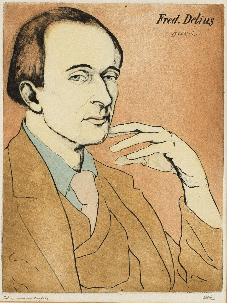 Portræt af komponisten Frederick Delius 1862-1934. af Achille Ouvré
