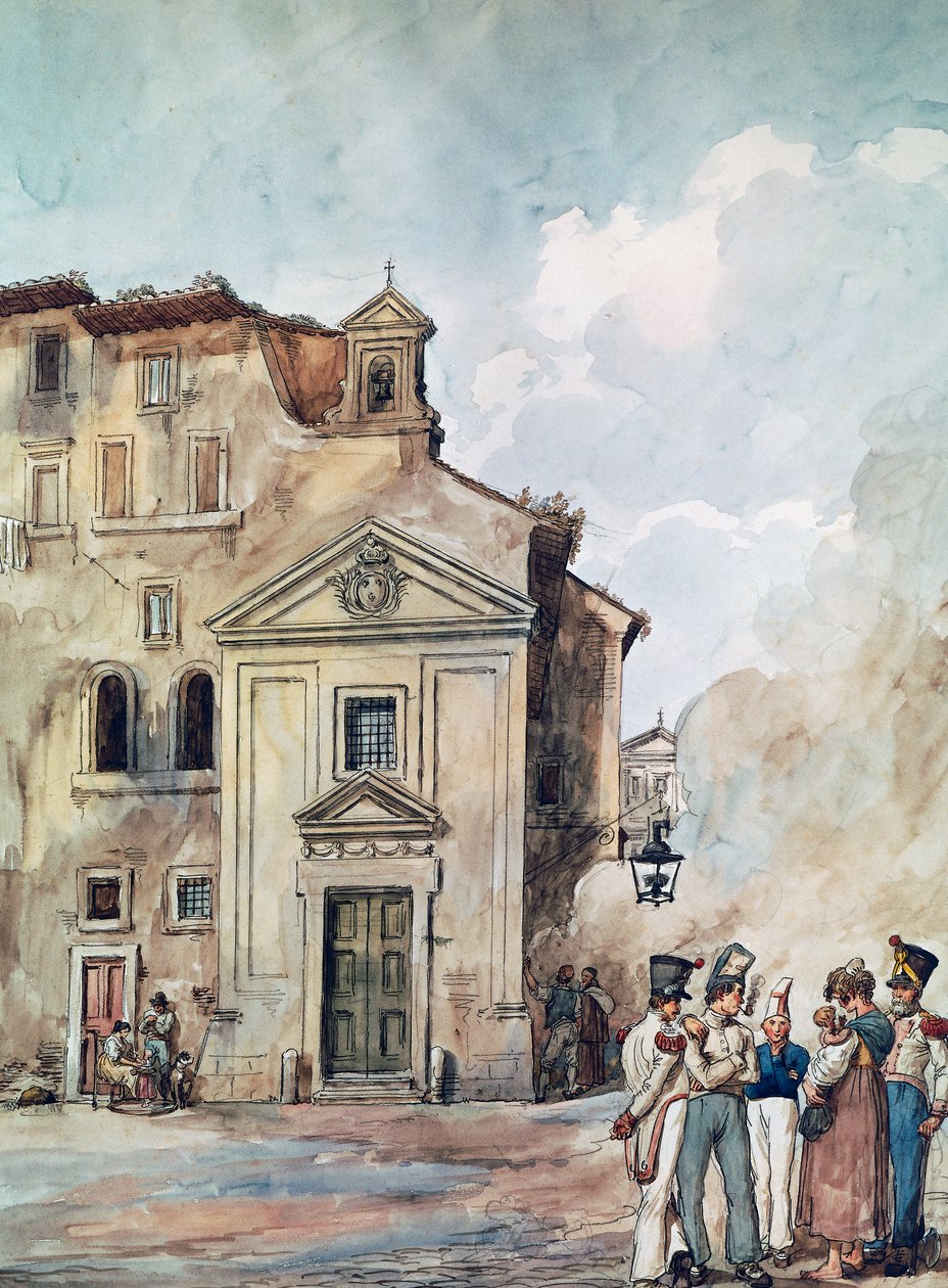 Kirke af fire nationer i Rom, af Achille Pinelli (1809-1841), Italien af Achille Pinelli