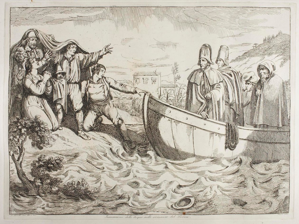 Landgang ved Tiberen af Achille Pinelli