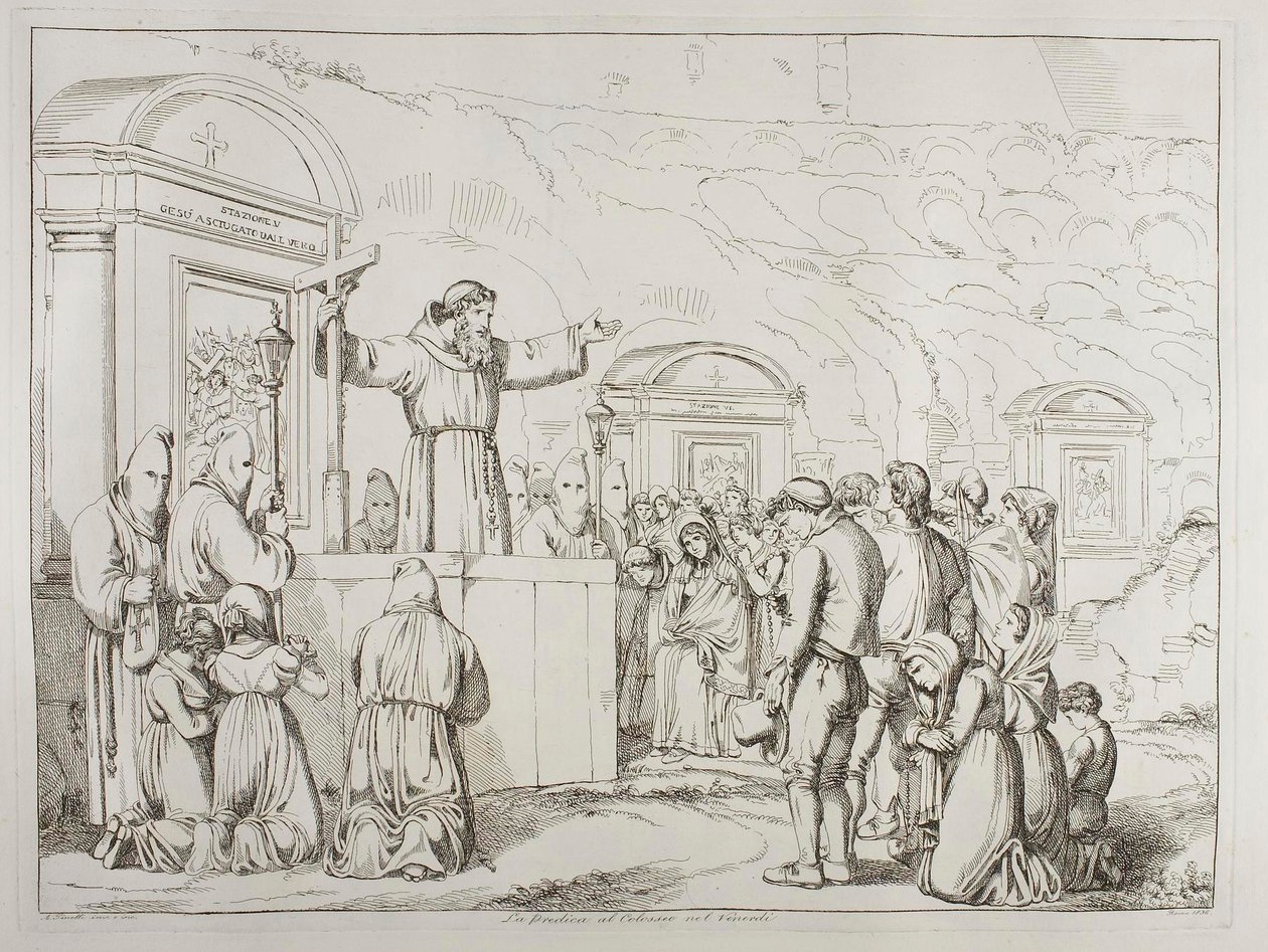 Fredagsprædikenen i Colosseum af Achille Pinelli