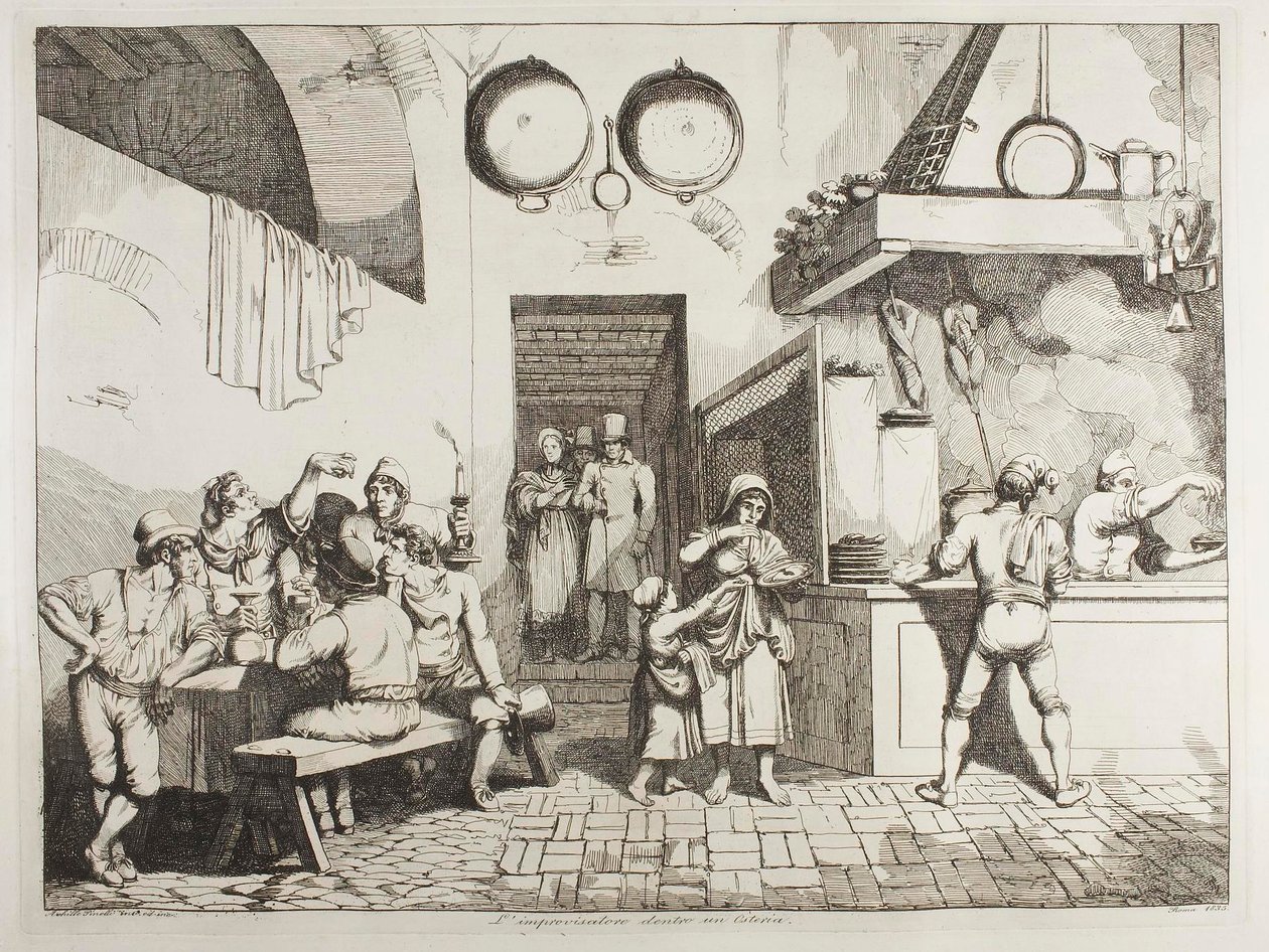 Improvisatoren i en osteria af Achille Pinelli