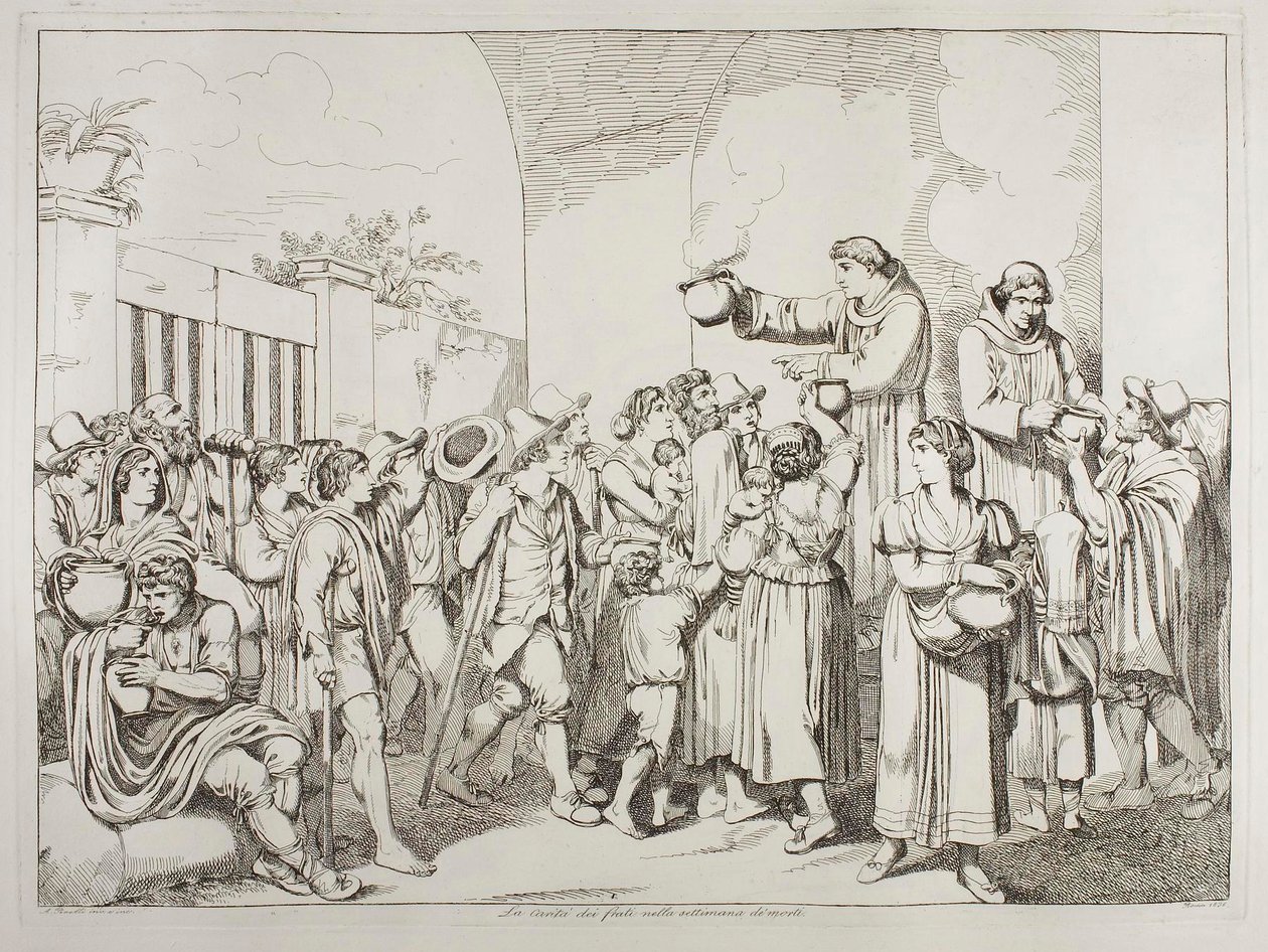 Munkenes almisser af Achille Pinelli