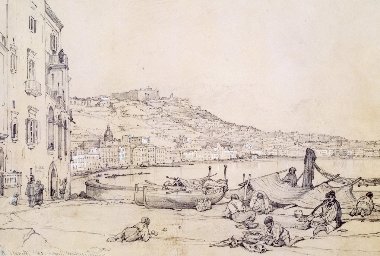 Udsigt over Napoli fra Margellina af Achille Vianelli