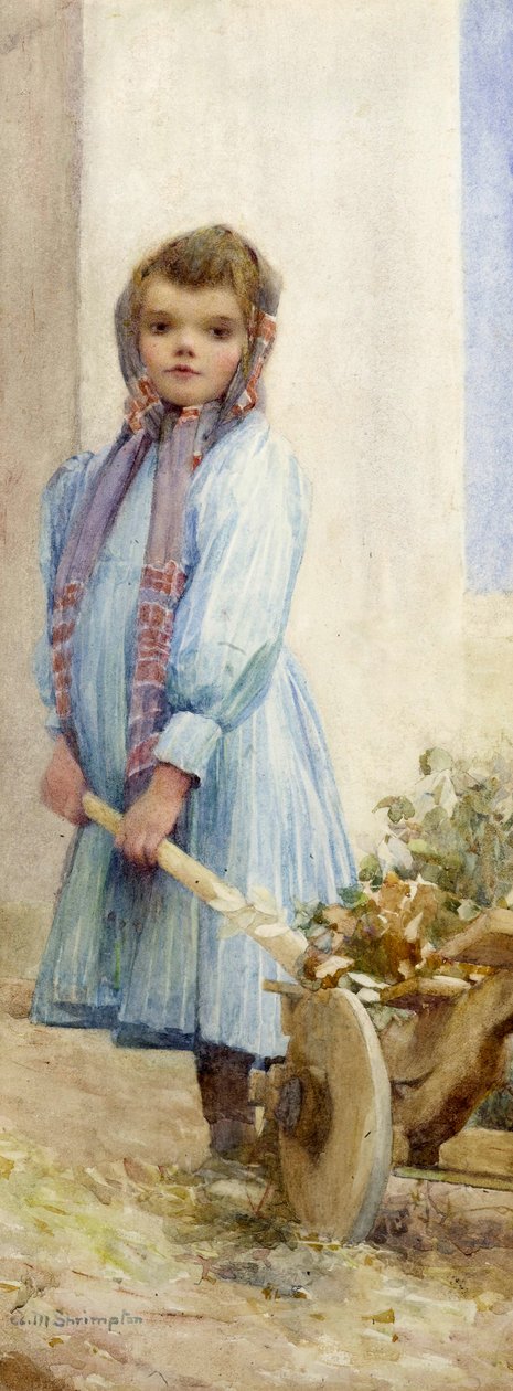 En italiensk bondepige, ca. 1900 (wc på papir) af Ada M. Shrimpton