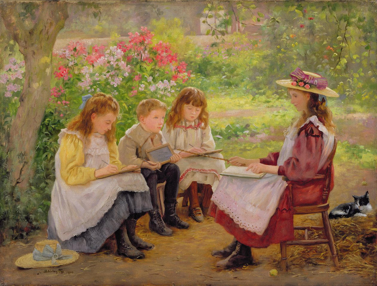 Lektion i haven, 1900 af Ada Shirley Fox