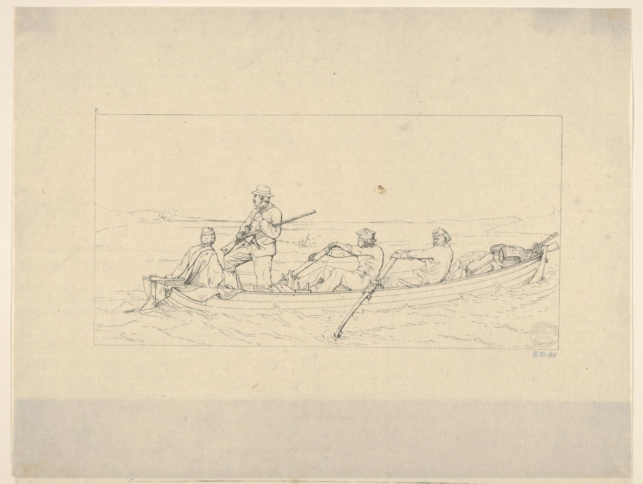 Marylanders krydser Potomac for at slutte sig til den sydlige hær fra Confederate War Etchin..., 1861-63. af Adalbert John Volck