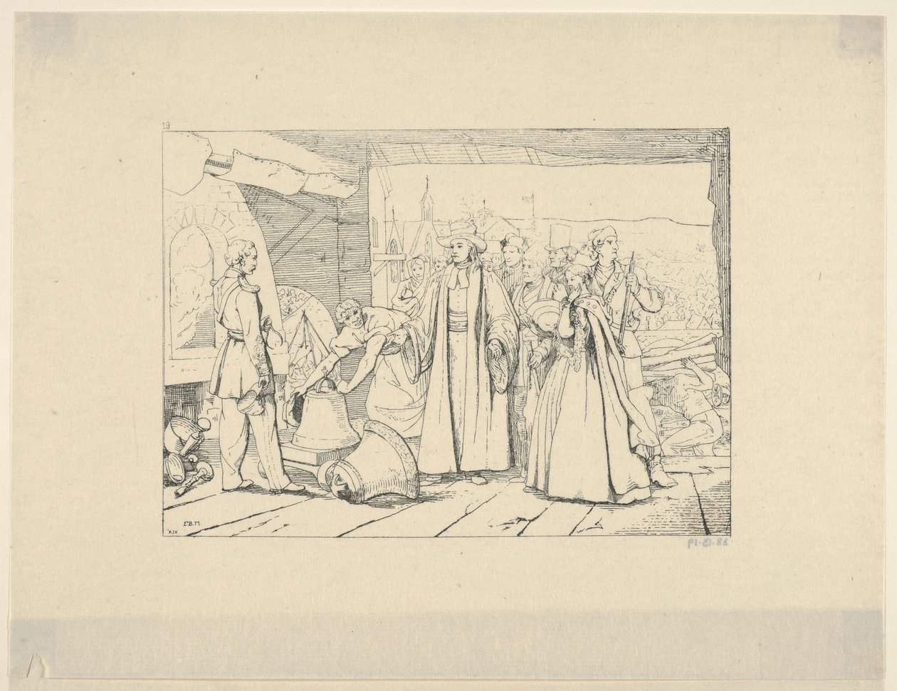 Tilbud om klokker, der skal støbes i kanoner fra Confederate War Etchings, 1861-63. af Adalbert John Volck
