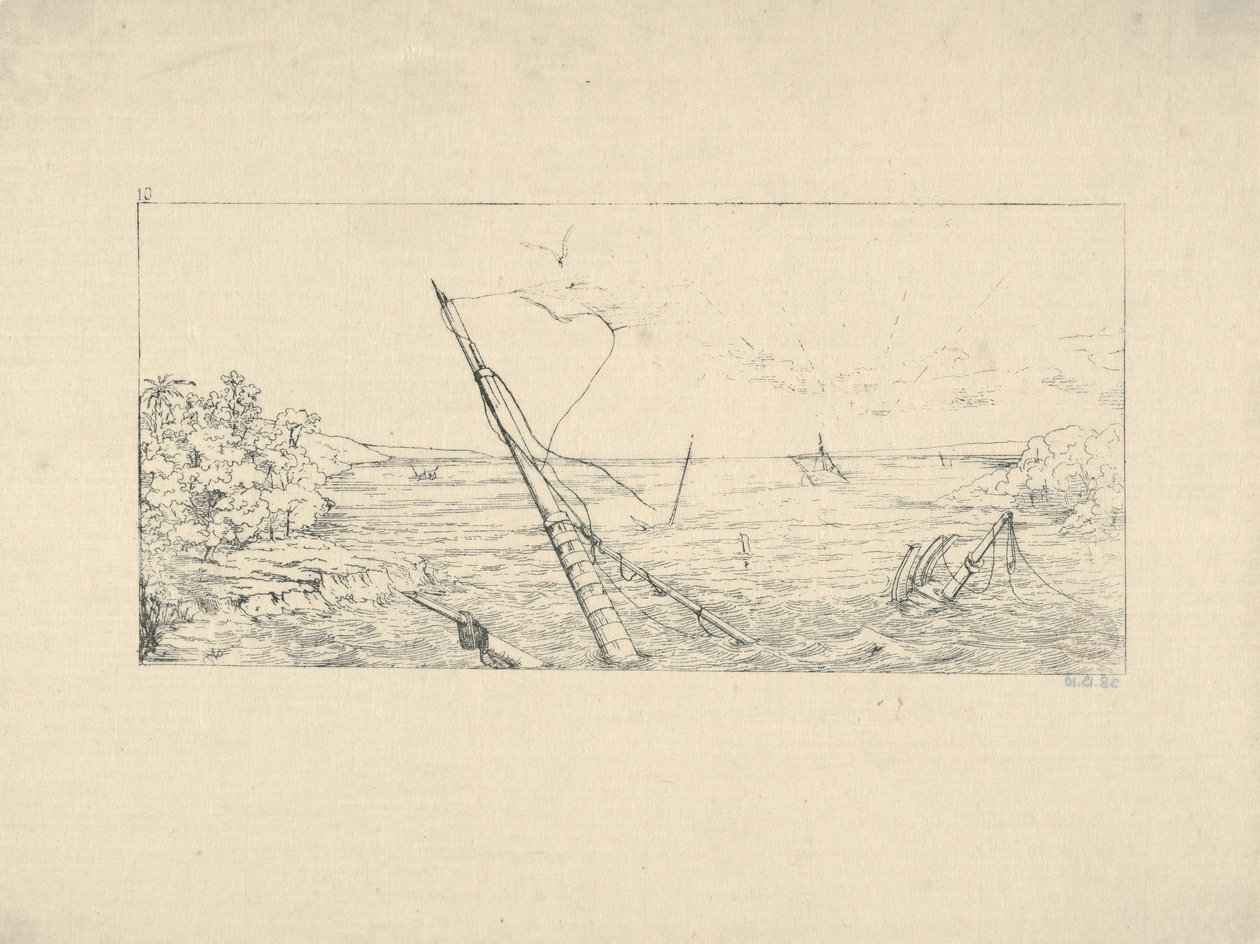 Stenblokade ud for Charleston, South Carolina fra Confederate War Etchings, 1861-63. af Adalbert John Volck
