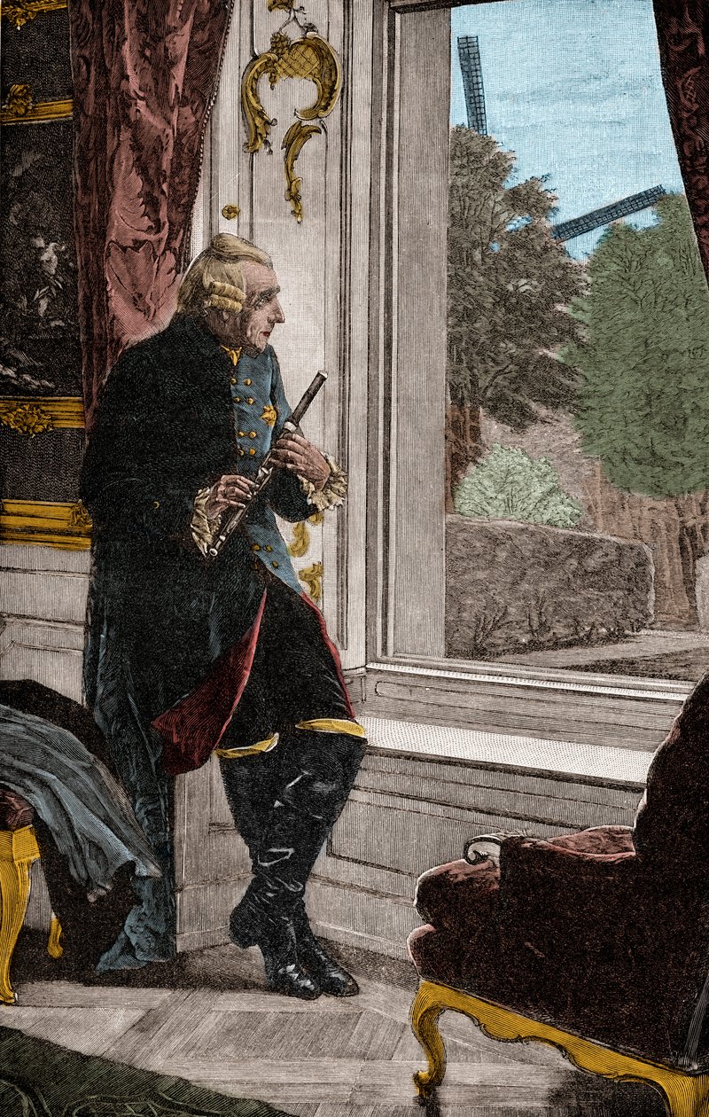 Kongen ved fløjten - FREDERICK II (1712-1786) Kendt som Frederik den Store Konge af Preussen af Adalbert von (after) Roessler