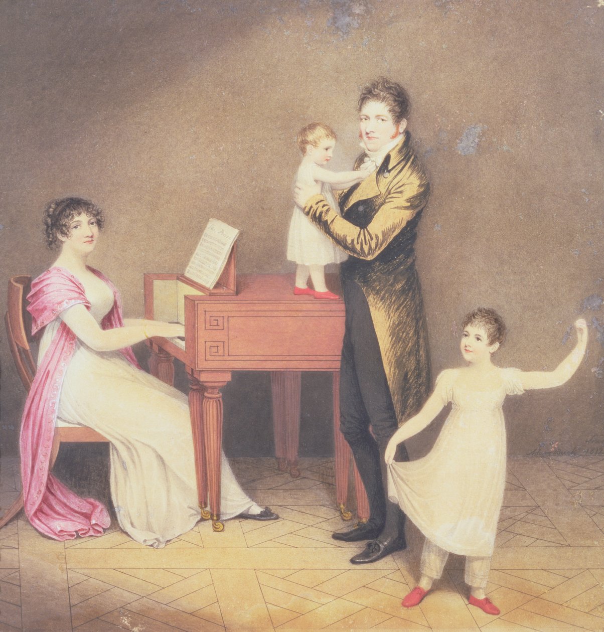 Charles Moran og hans kone Jane Bodin med Jane og William, 1812 af Adam Buck