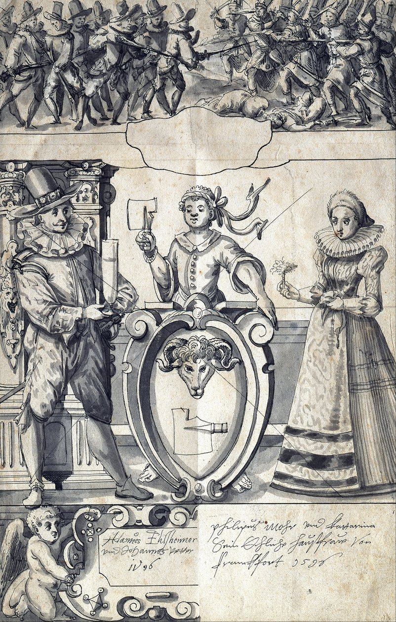 Tegning for slagteren Philipp Mohr og hans kone Catherine fra Frankfurt af Adam Elsheimer