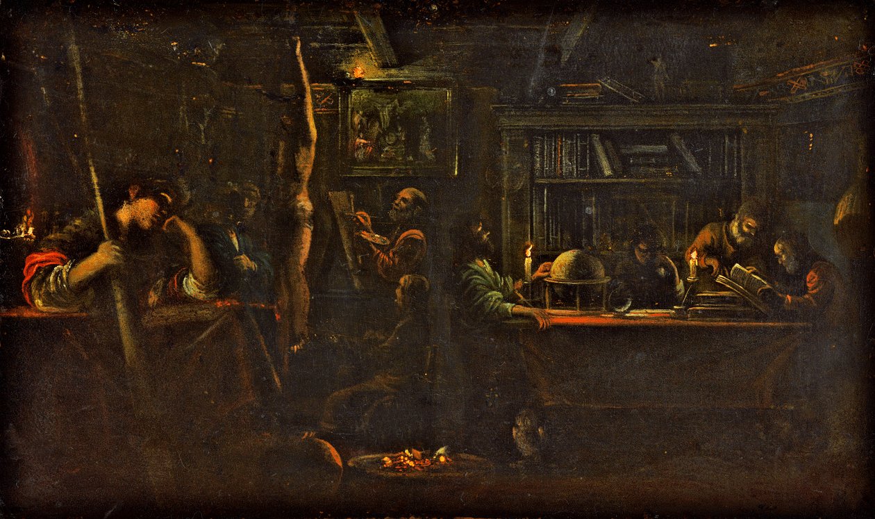 Minerva som protektor for kunst og videnskab, 1600-05 (olie på kobber) af Adam Elsheimer