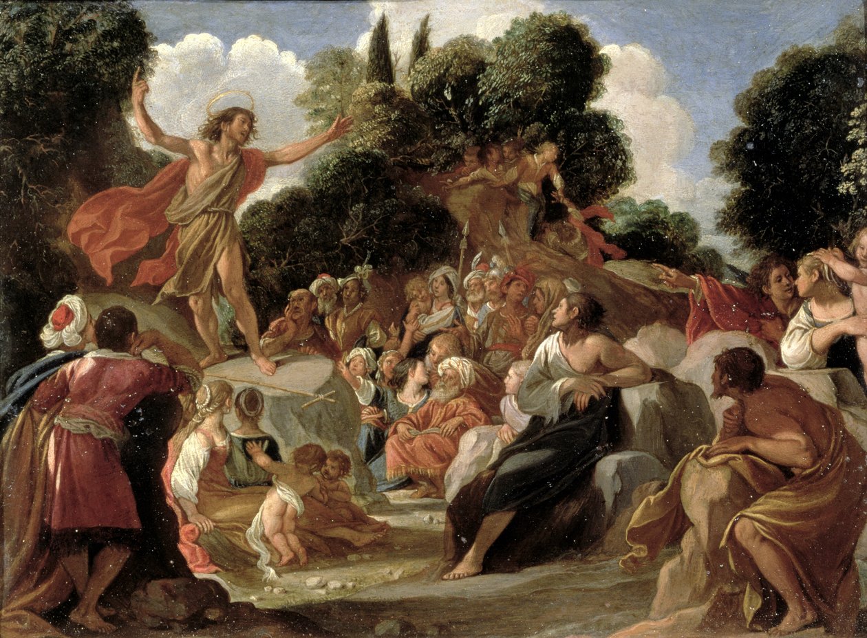 Johannes Døberen prædiker (panel) af Adam Elsheimer