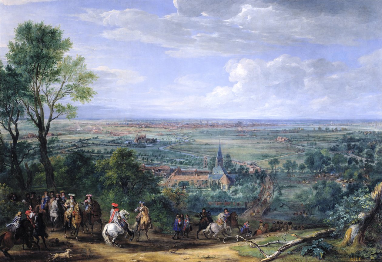 Ludvig XIV (1638-1715) ved belejringen af Lille over for Priory of Fives, august 1667, ca. 1685 af Adam Frans van der Meulen