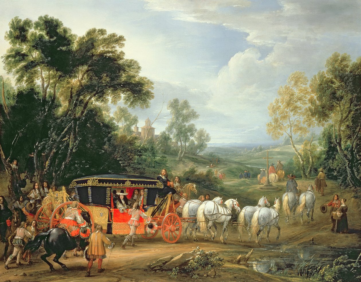 Ludvig XIV (1638-1715) i sin statsvogn af Adam Frans van der Meulen