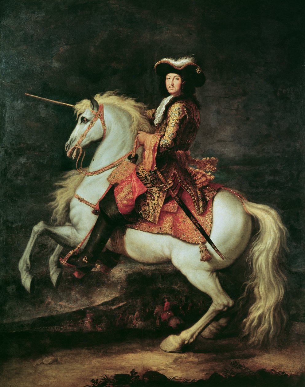 Portræt af Ludvig XIV på en hest af Adam Frans van der Meulen