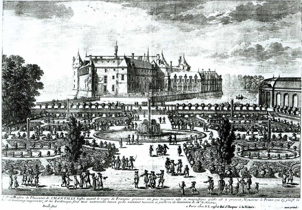 Chateau de Chantilly og haverne designet af Andre le Notre (1613-1700) af Adam Perelle