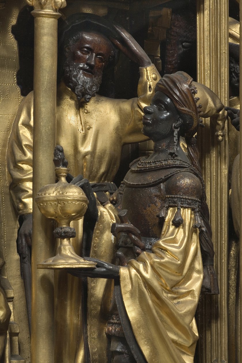 Tilbedelse af Magi, detalje af Adam (school of) Kraft