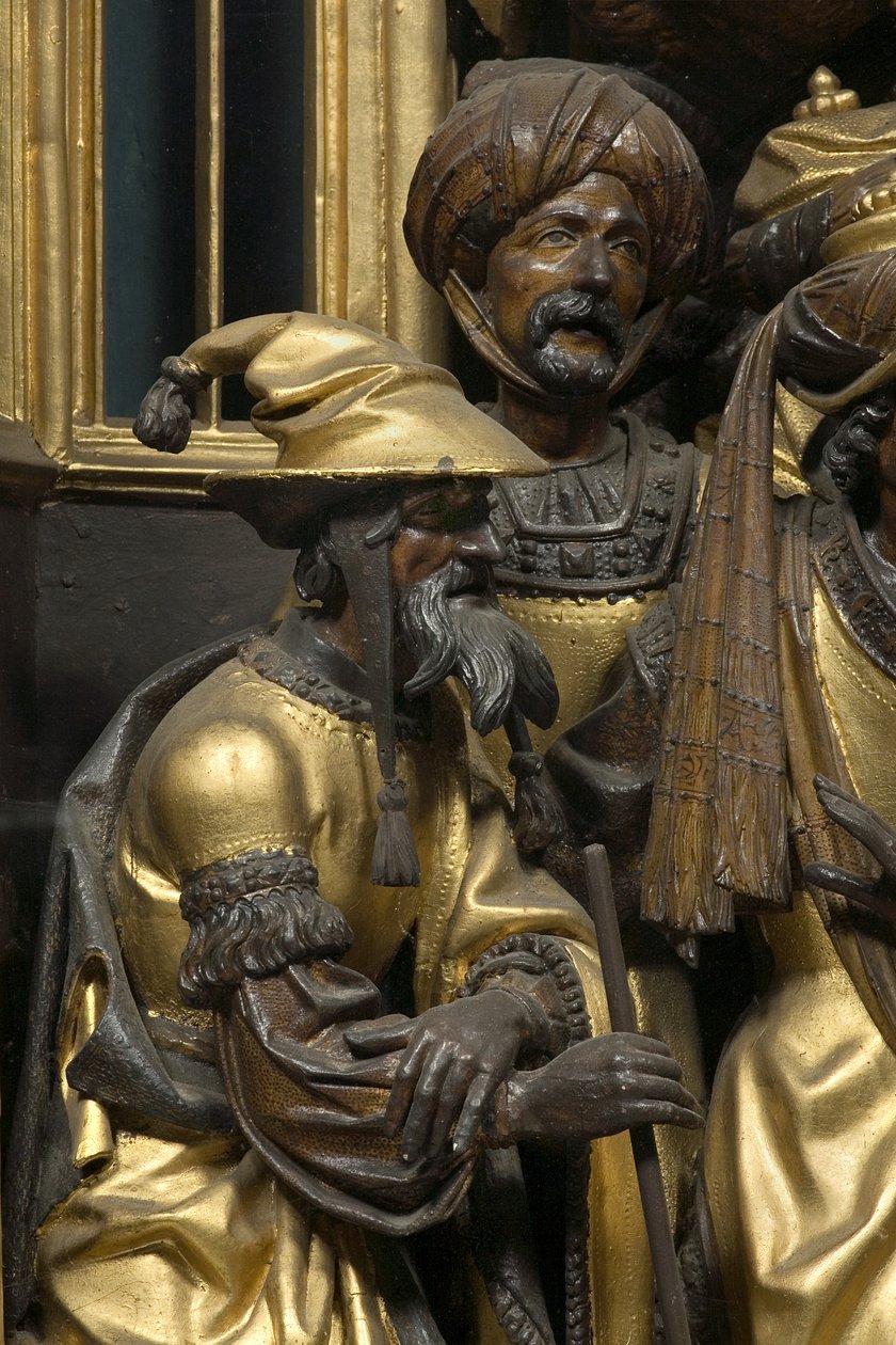 Tilbedelse af Magi, detalje af Adam (school of) Kraft