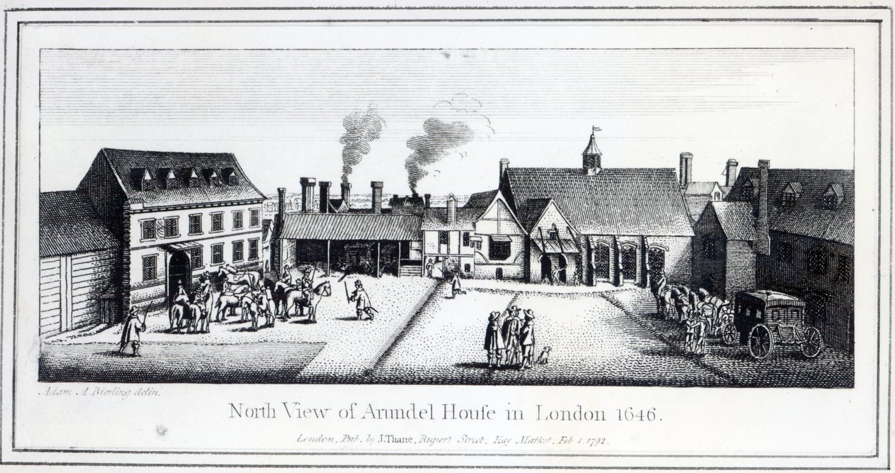 North View af Arundel House i London ætset af Wenceslaus Hollar i 1646 og udgivet i 1792 af Adam Alexius Bierling
