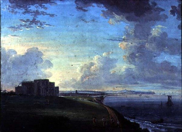 Highcliffe, nær Christchurch, Dorset, sæde for markis af Bute, fra øst af Adam Callander