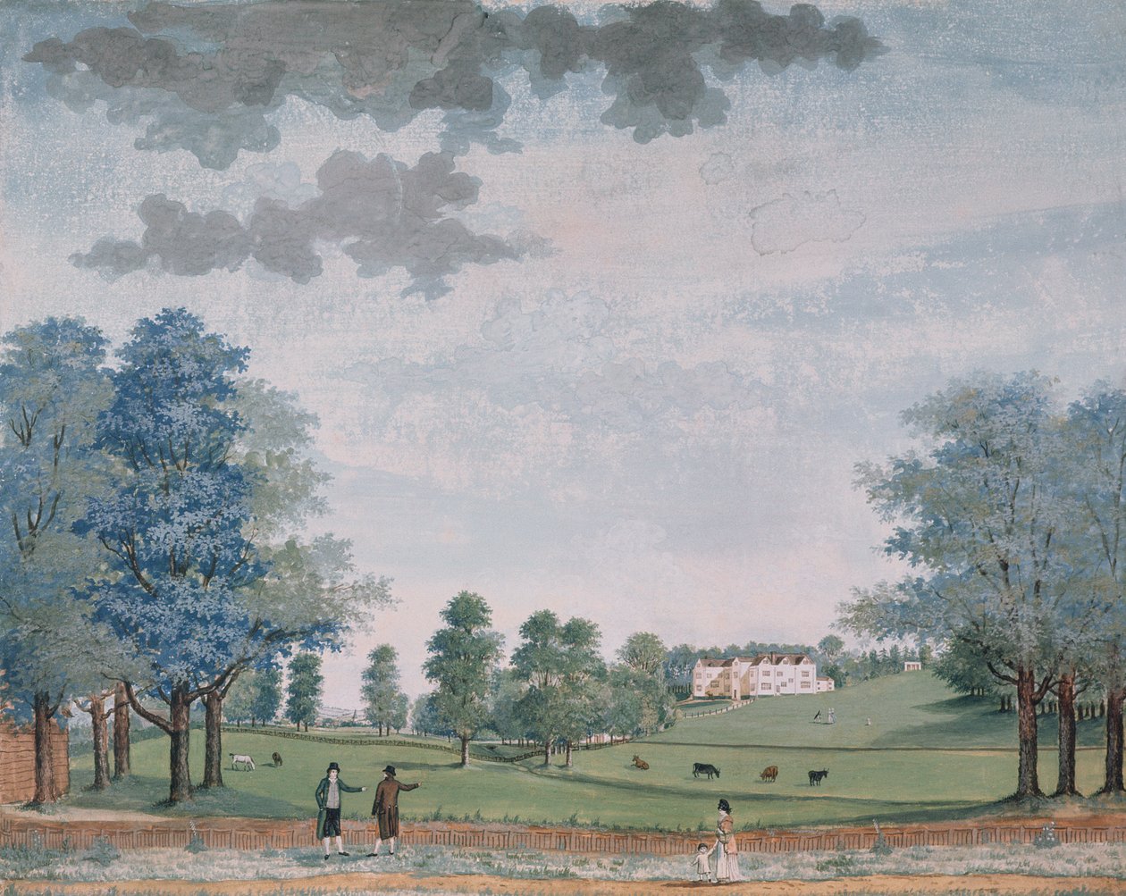 Det store hus og parken i Chawton, ca. 1780 af Adam Callander