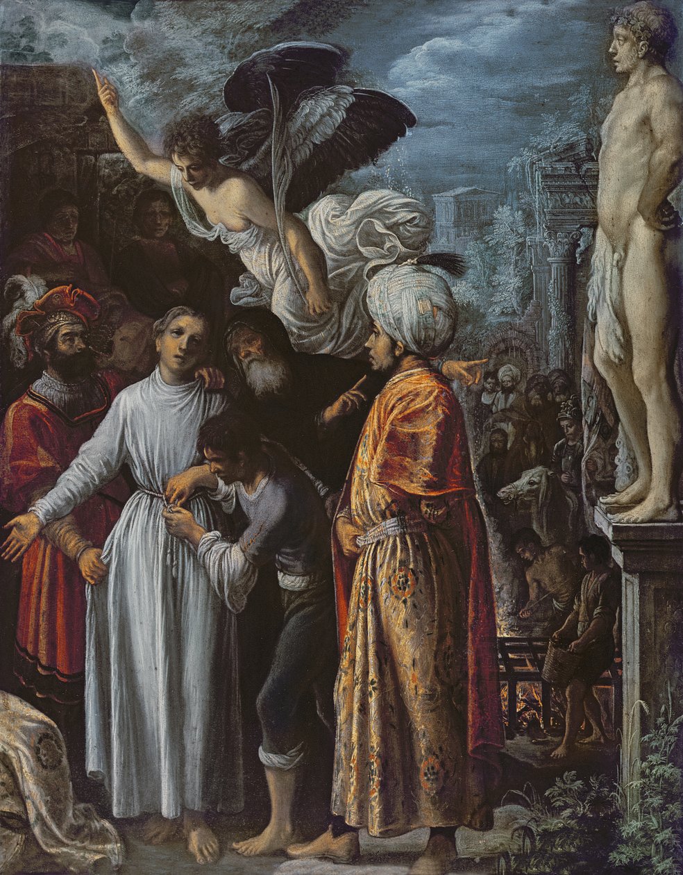 Saint Lawrence forberedte sig på martyrium, ca. 1600-1 af Adam Elsheimer