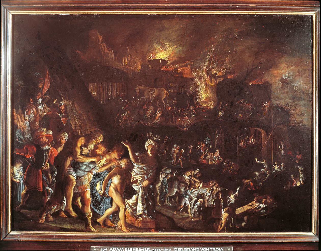 Afbrændingen af Troja, ca. 1604 (olie på kobber) af Adam Elsheimer