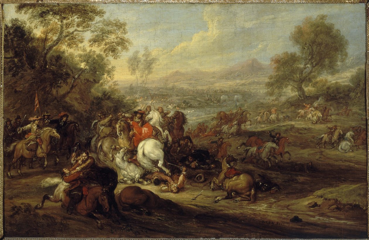 Cavalry Shock or Cavalry Fight, mellem 1652 og 1690 (olie på lærred) af Adam Frans van der Meulen