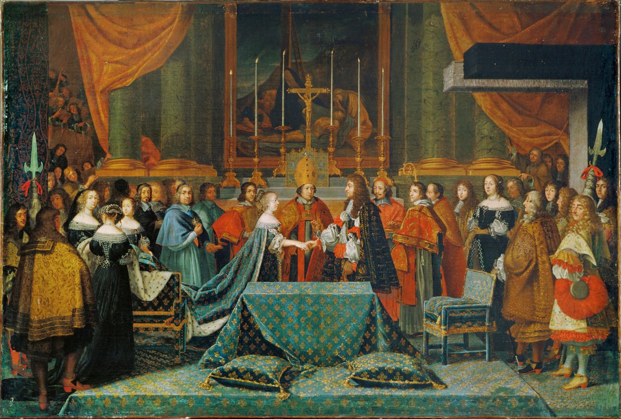Fejring af ægteskabet mellem Ludvig XIV og Marie Thérèse af Østrig (maleri på lærred) af Adam Frans van der Meulen